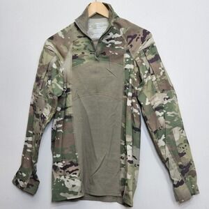 Advanced Combat Military Shirt Men Sz S Green Camouflage FR Pockets Tactic